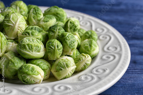 Brussels sprouts on plate, closeup