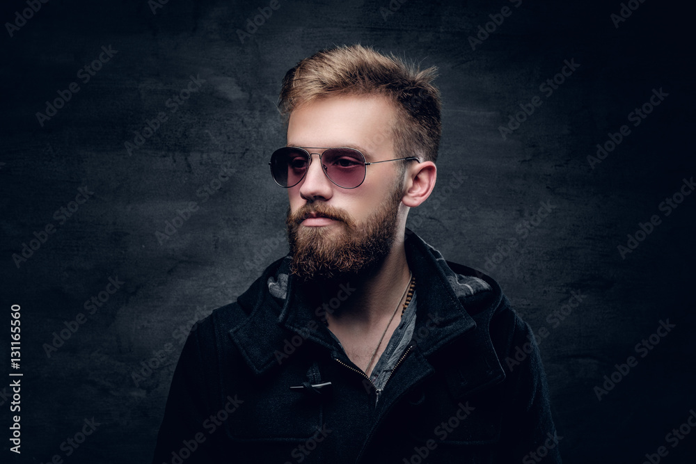 Portrait of bearded man in sunglasses. Portrait of bearded man in sunglasses.