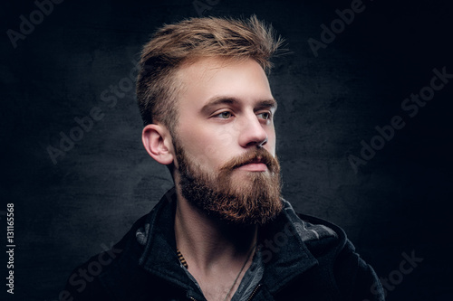 Tablou pe pânză Portrait of bearded stylish young male.