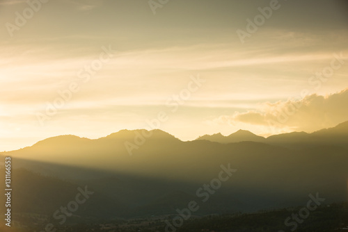 Sunset over Pai District Mae Hong Son, THAILAND.