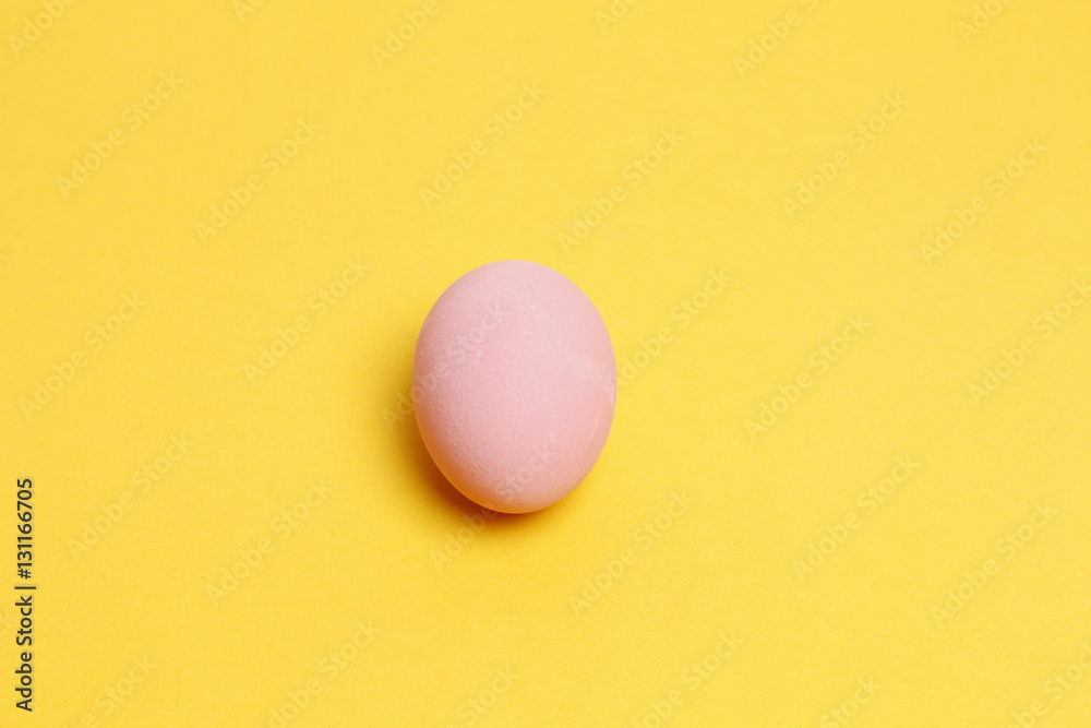 Preserved egg on yellow background, Asian Traditional Food, pink