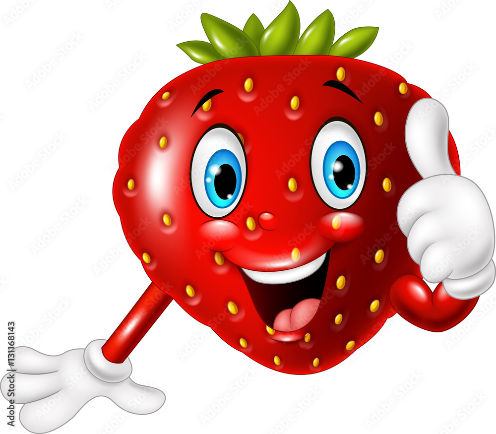 Obraz premium Cartoon strawberry giving thumbs up