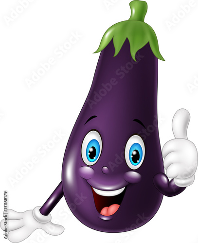 Cartoon eggplant giving thumb up