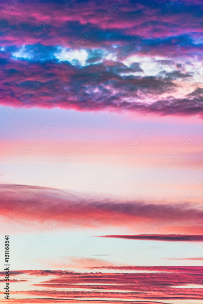 Pink and purple sky at sunset or sunrise
