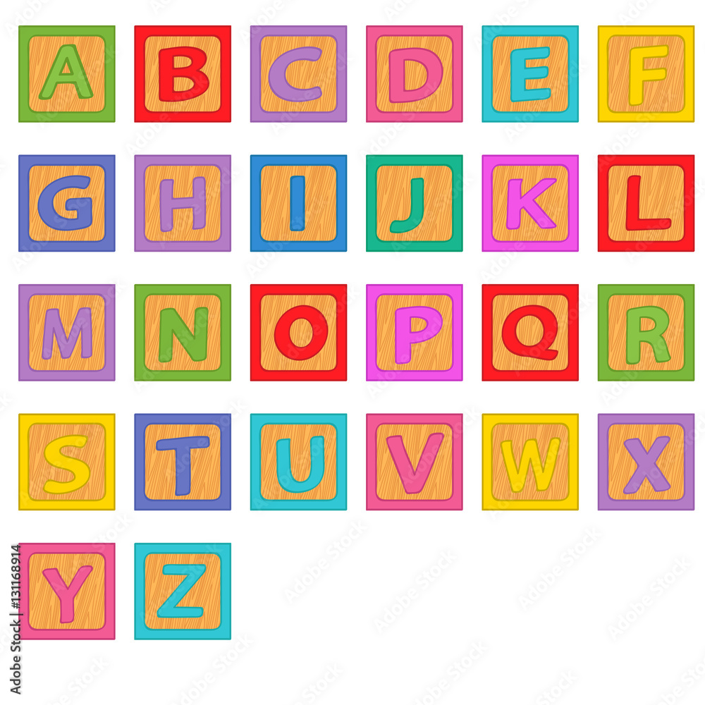 alphabet wooden blocks - vector illustration, eps