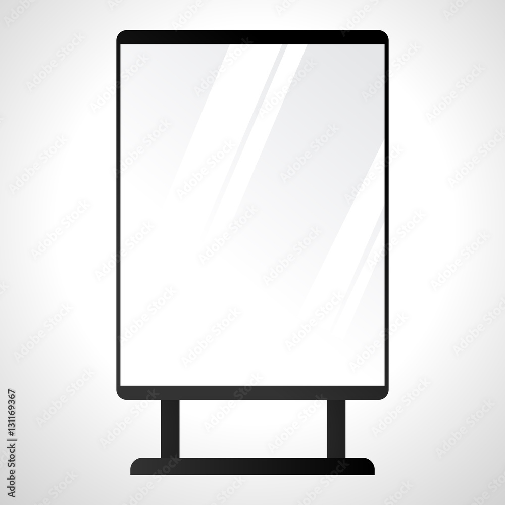 Glass billboard isolated on white background. Vector illustration. Glass billboard isolated on white background. Vector illustration.