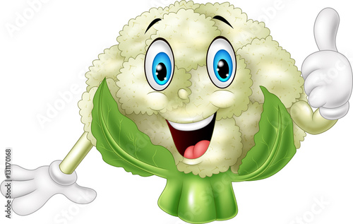 Cartoon cauliflower giving thumbs up