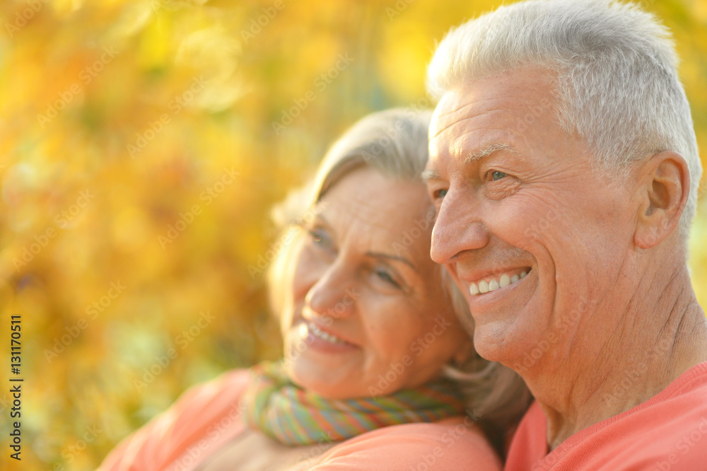 Senior couple in autumn park