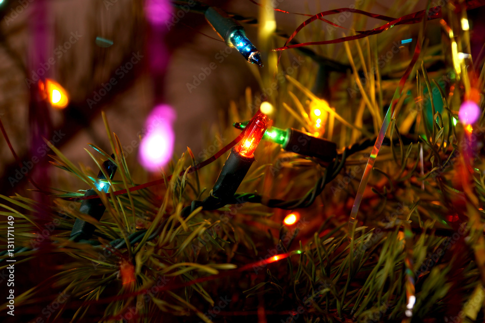 The shining fires of a fir-tree garland The shining fires of a fir-tree garland