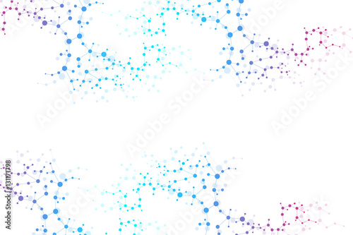 Structure molecule and communication. Dna  atom  neurons. Scientific concept for your design. Connected lines with dots. Medical  technology  chemistry  science background. Vector illustration.