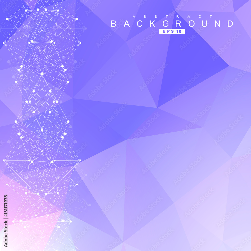 Fototapeta premium Structure molecule and communication. Dna, atom, neurons. Scientific concept for your design. Connected lines with dots. Medical, technology, chemistry, science background. Vector illustration.