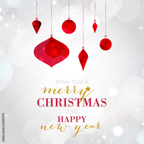 Christmas Balls - Red - Merry Christmas and Happy New Year