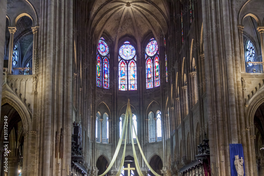 Interior of Cathedral Notre Dame - Paris.