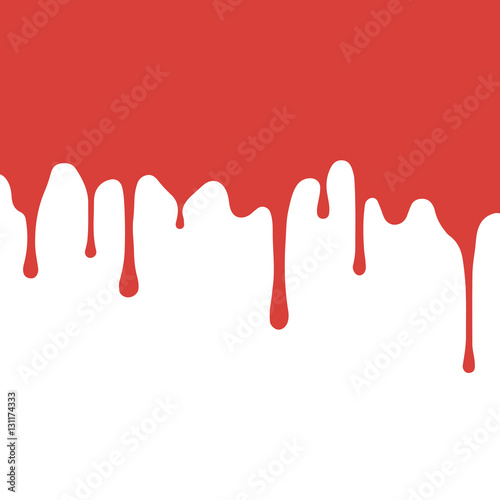 red paint dripping. blood flows. abstract blob. White background. Fototapeta