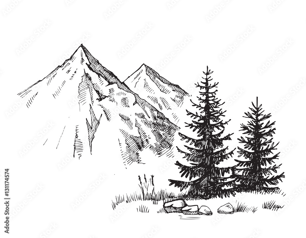 Obraz premium wektor krajobraz górski