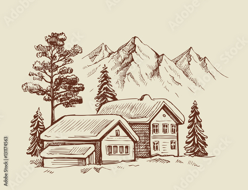 Hand drawn mountains