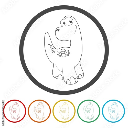 Cute Cartoon Dinosaur icons set 