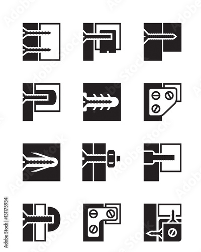 Connecting elements for boards - vector illustration