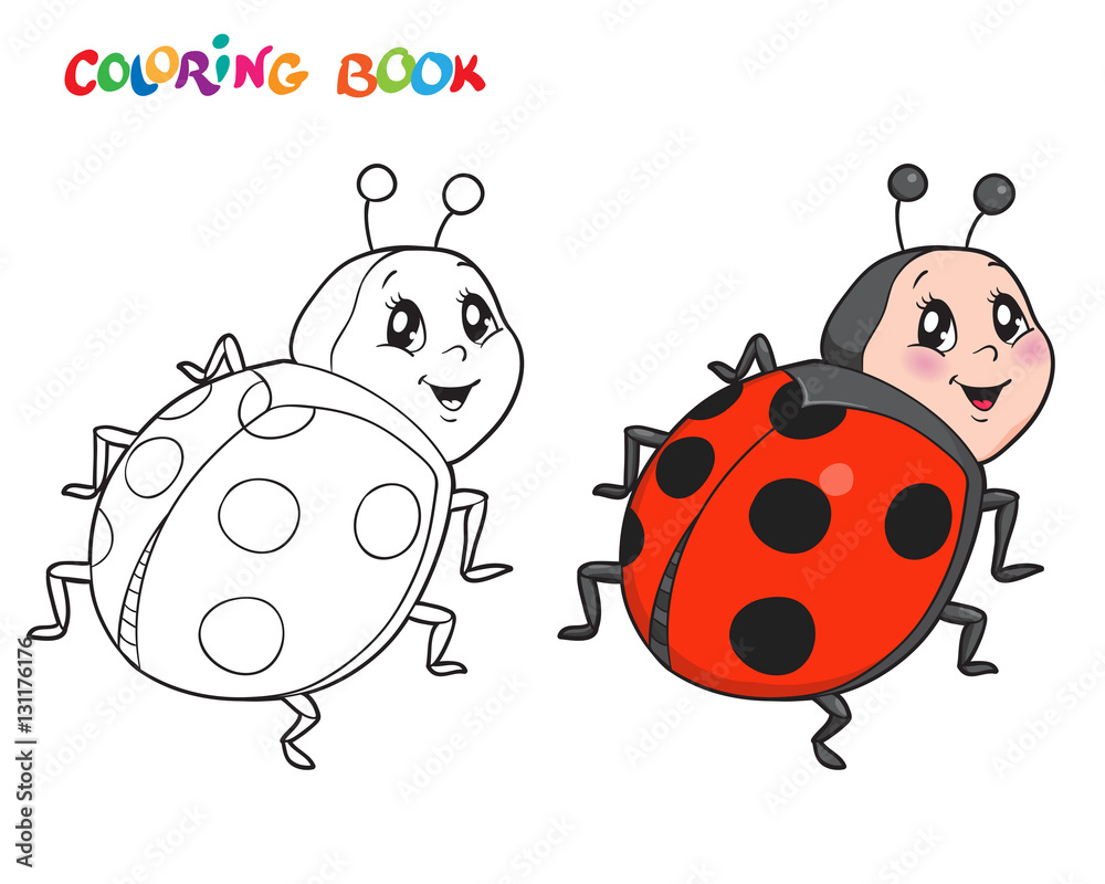 Fototapeta premium Coloring book with Ladybug. Vector illustration. Isolated on white.