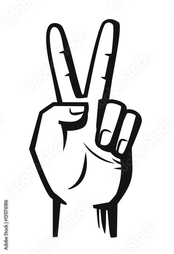 hand sign victory vector