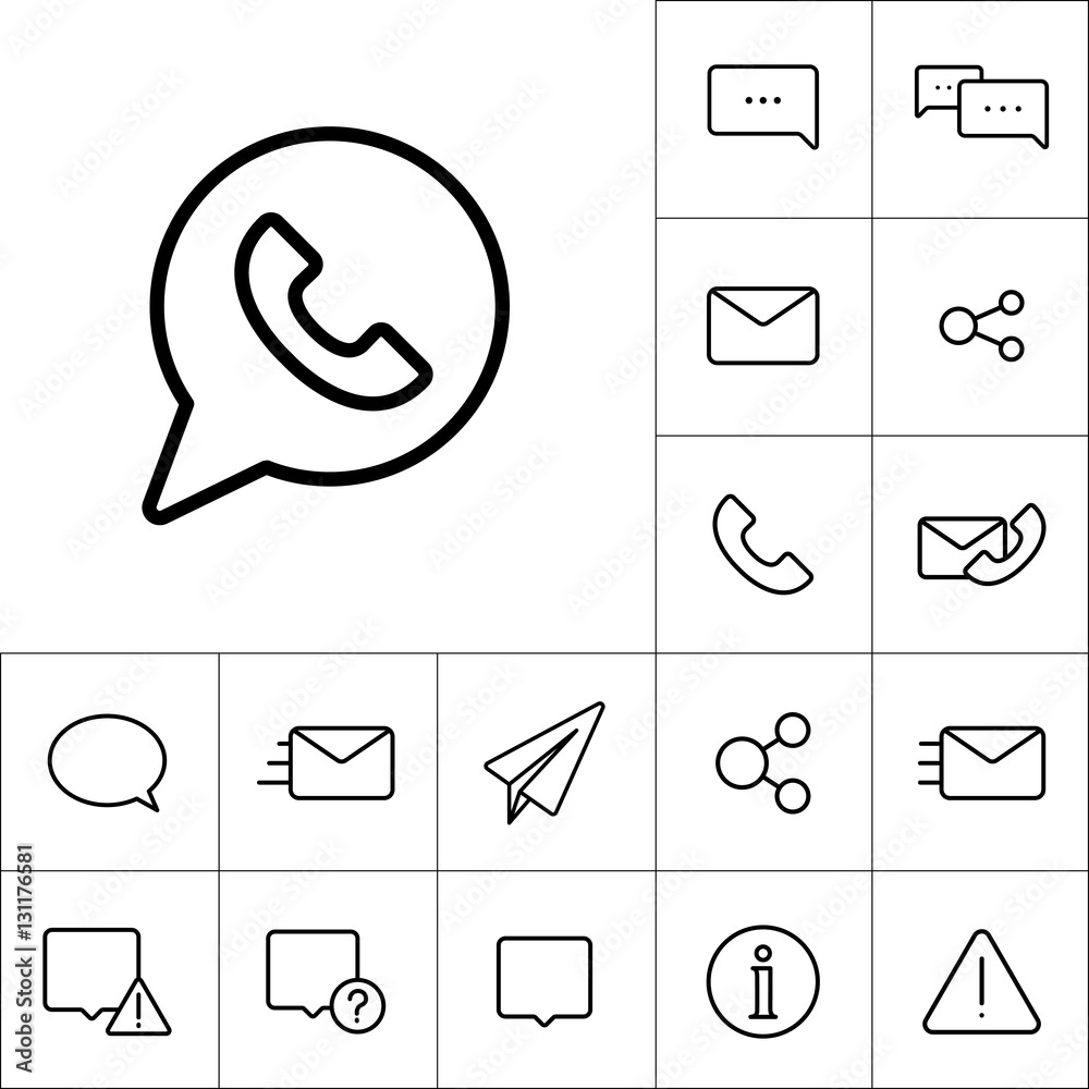 thin line whatsapp icon on white background, communication set Stock Vector  | Adobe Stock