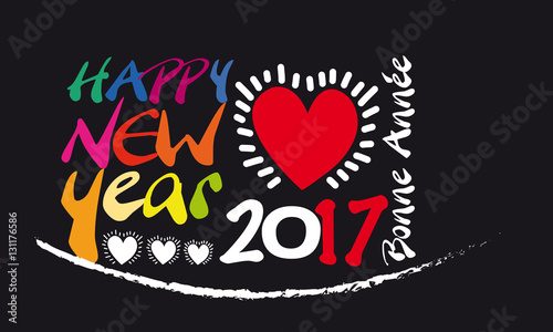 carte de voeux,bonne année 2017,fêtes de fin d'année, coeur,amour,