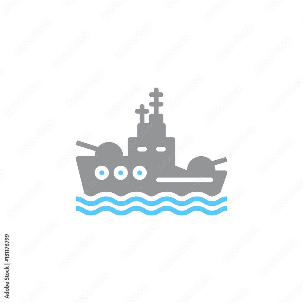 Obraz premium Battleship icon vector, filled flat sign, solid colorful pictogram isolated on white. Symbol, logo illustration