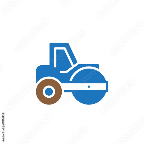 Road roller icon vector, filled flat sign, solid colorful pictogram isolated on white. Symbol, logo illustration