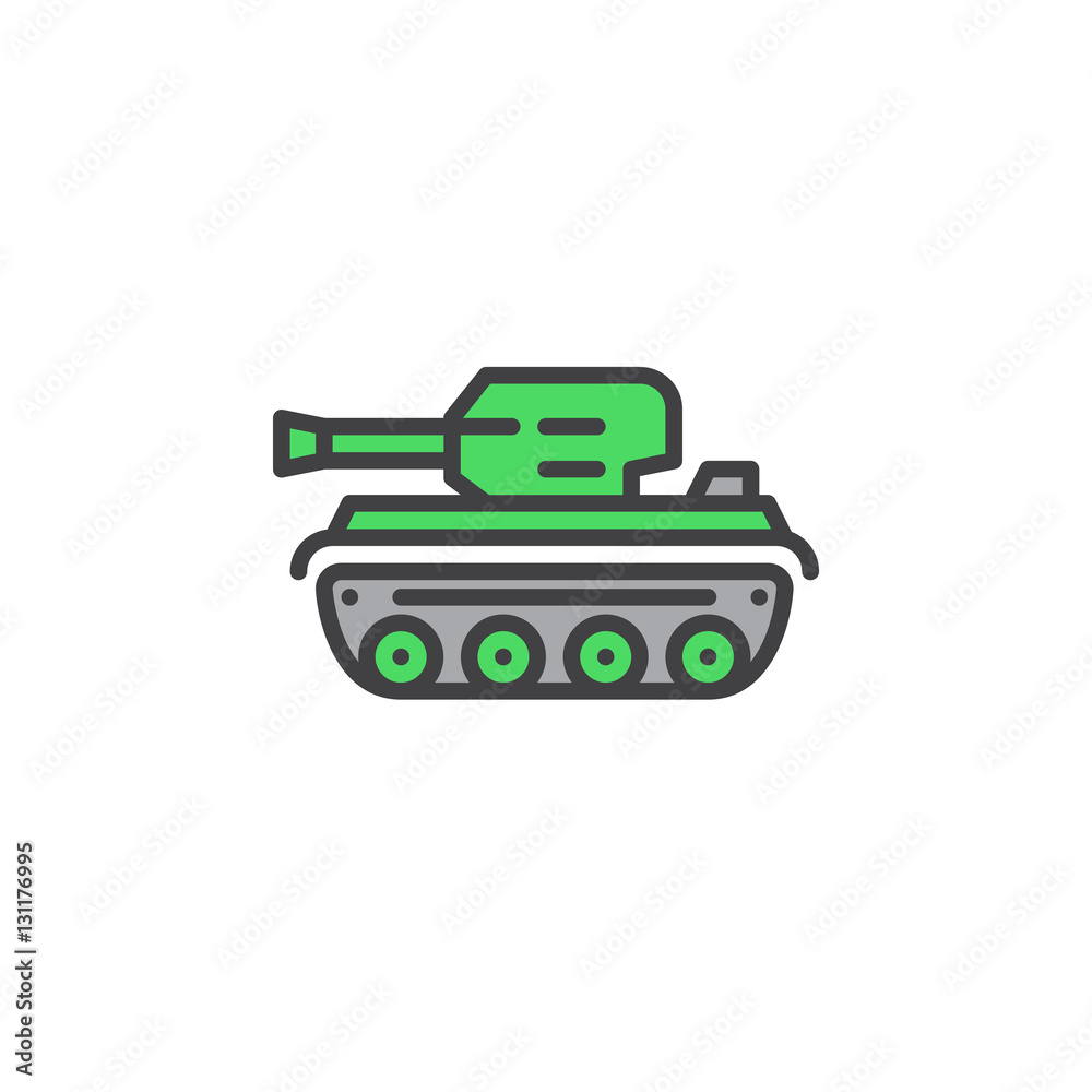 Tank line icon, filled outline vector sign, linear colorful pictogram isolated on white. Symbol, logo illustration Tank line icon, filled outline vector sign, linear colorful pictogram isolated on white. Symbol, logo illustration