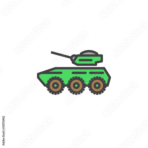 Armored personnel carrier line icon  filled outline vector sign  linear colorful pictogram isolated on white. Symbol  logo illustration