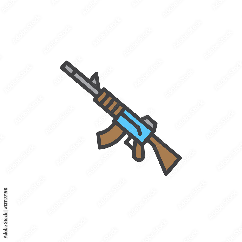Automatic rifle line icon, filled outline vector sign, linear colorful pictogram isolated on white. Symbol, logo illustration Automatic rifle line icon, filled outline vector sign, linear colorful pictogram isolated on white. Symbol, logo illustration