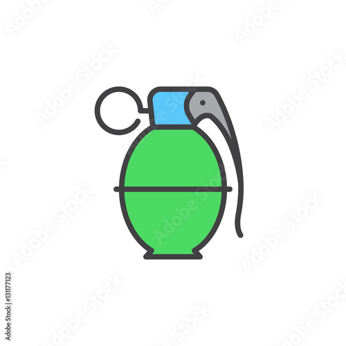 Hand grenade line icon, filled outline vector sign, linear colorful pictogram isolated on white. Symbol, logo illustration