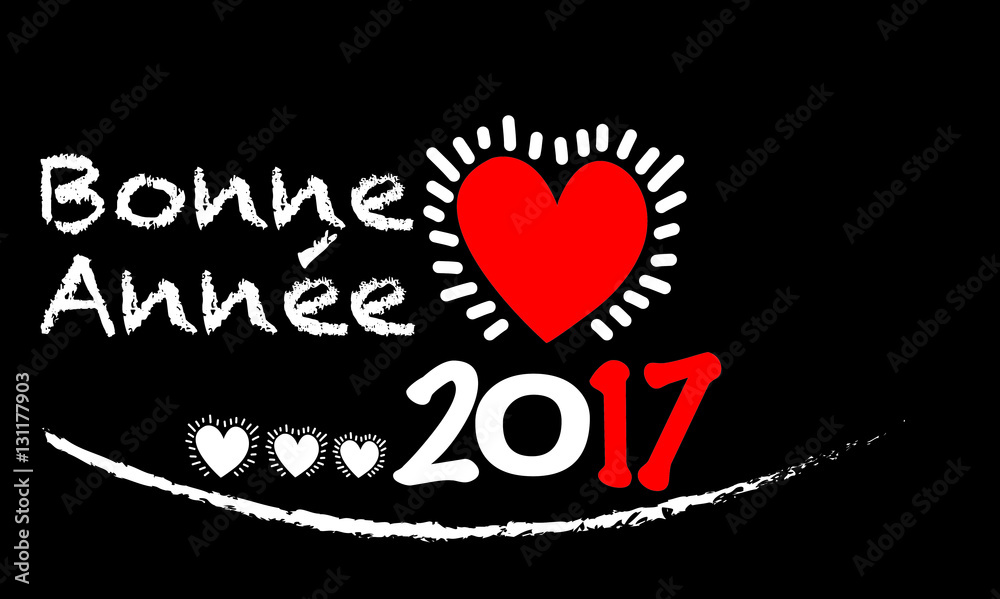 Carte De Voeux 17 Bonne Annee Fetes De Fin D Annee Coeur Amour Stock Vector Adobe Stock