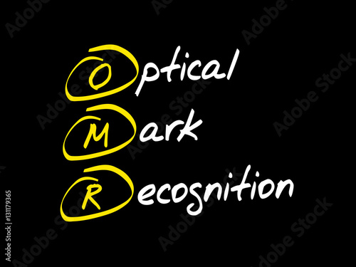 OMR Optical Mark Recognition, acronym business concept
