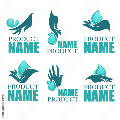 vector collection of clean women hands and fresh water, logo col