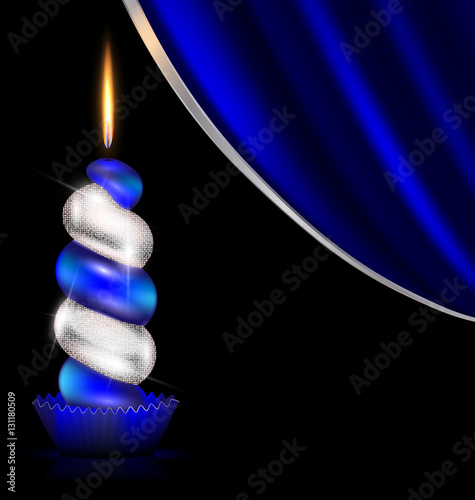 white blue candle and drape