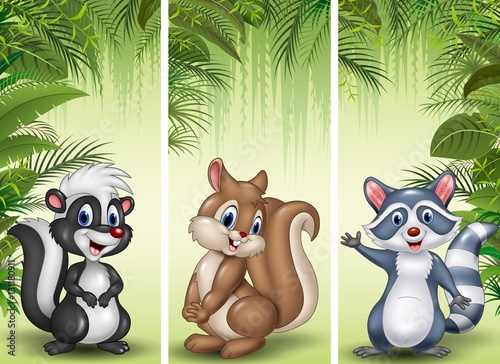 Set of three cartoon small animals