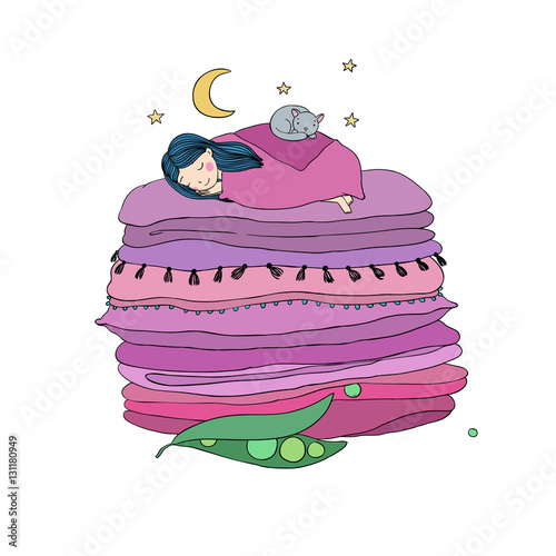 Princess on the Pea. Blankets and pillows.