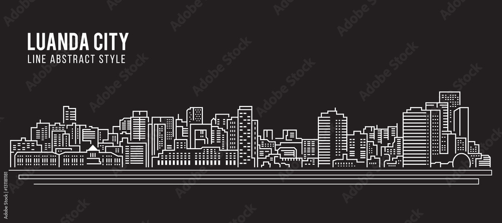 Cityscape Building Line art Vector Illustration design - Luanda city