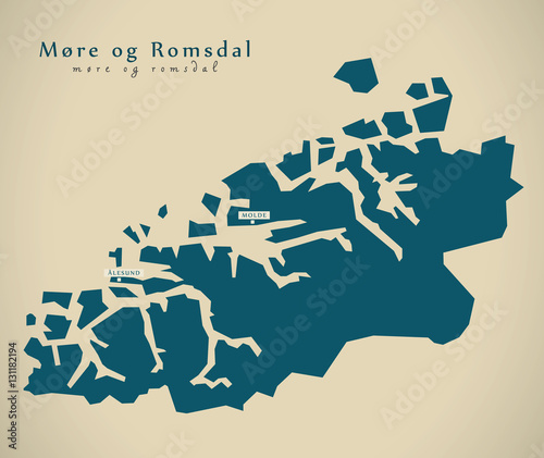Modern Map - More og Romsdal Norway NO illustration photo