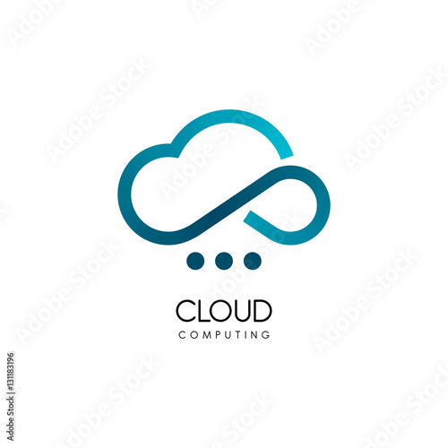 Cloud computing and storage vector logo. Technology design template