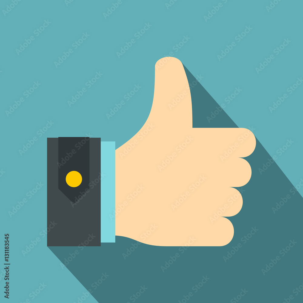Thumbs up icon. Flat illustration of thumbs up vector icon for web