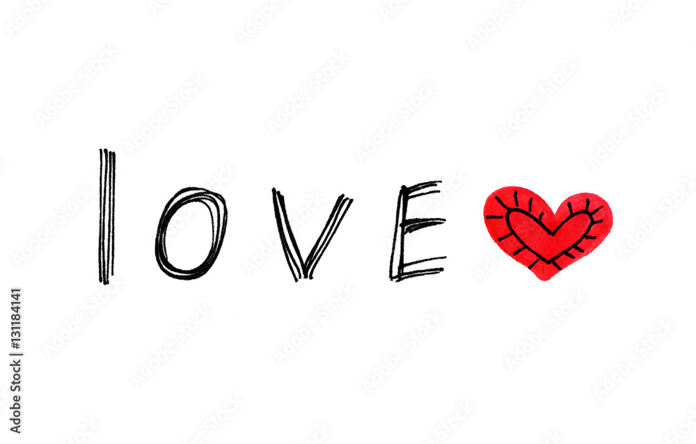 Word ''Love'' with abstract heart on white background Word ''Love'' with abstract heart on white background