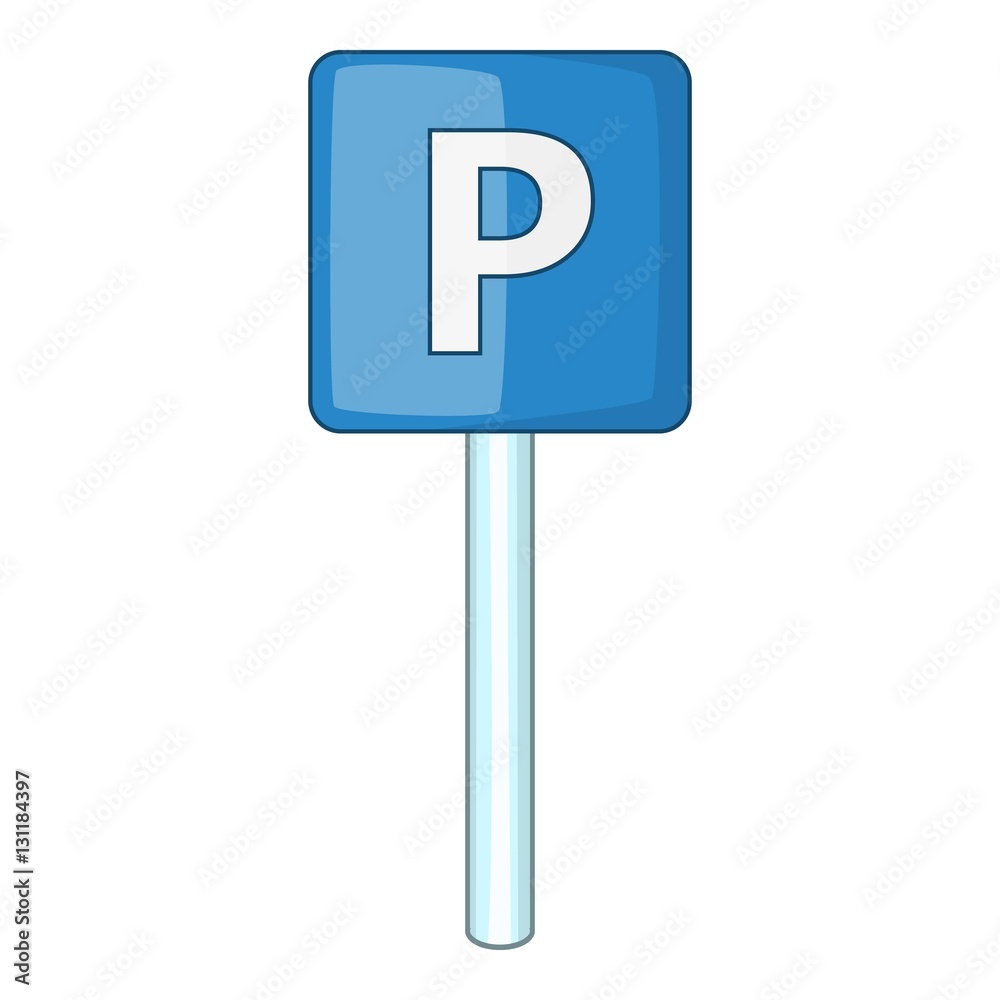 Parking sign icon. Cartoon illustration of parking sign vector icon for web Parking sign icon. Cartoon illustration of parking sign vector icon for web