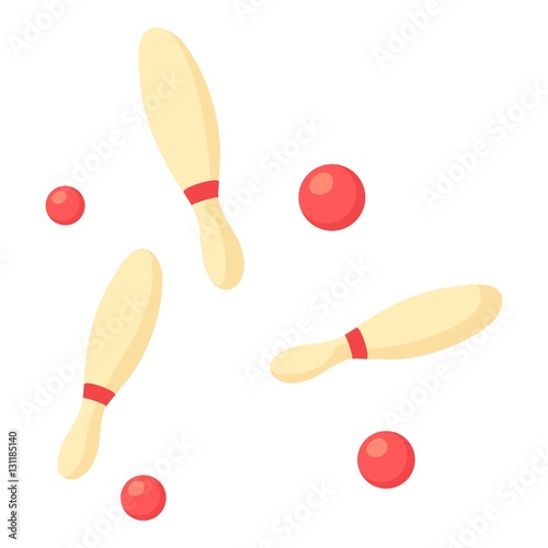 Juggling clubs icon. Cartoon illustration of juggling clubs vector icon for web design