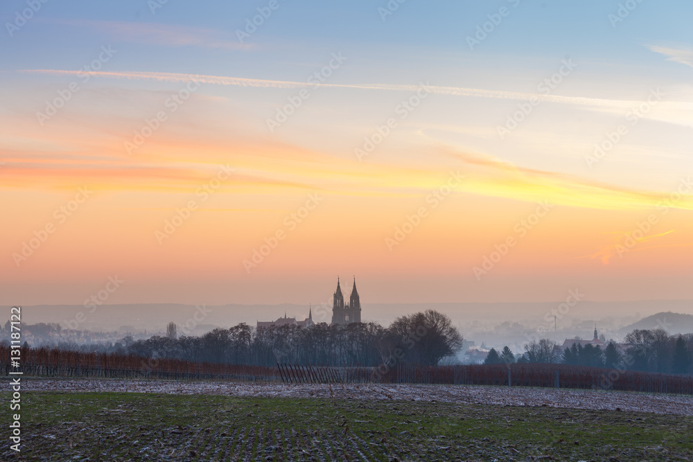 Albrechtsburg Meissen und Meißner Dom am frühen Morgen