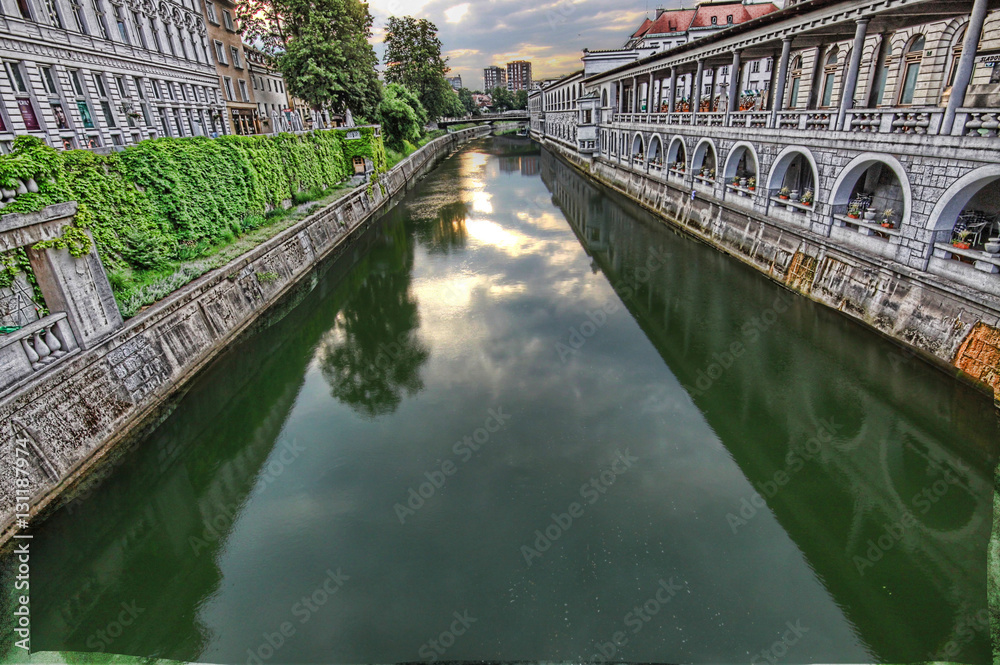 Fototapeta premium Ljubljana Slovenia Canal