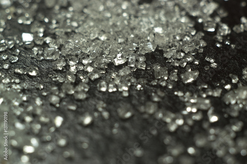 Crystals sugar macro on black background