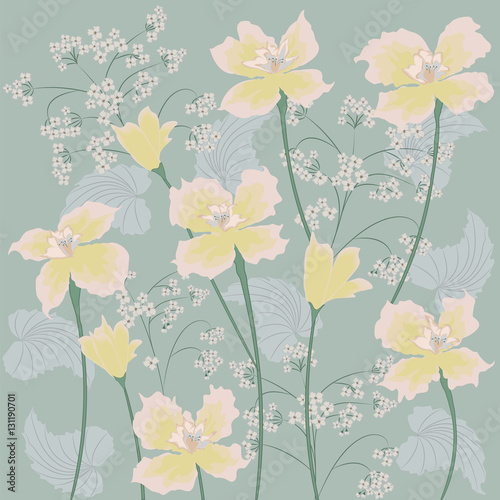 background wild flowers of pale yellow narcissus art creative vector