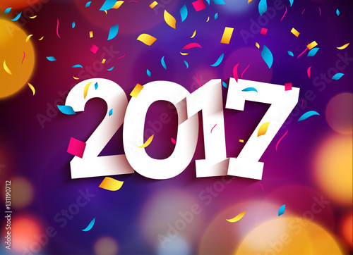 Happy New Year 2017 background decoration. Greeting card design template. Vector illustration of date 2017 year. Celebrate brochure or flyer